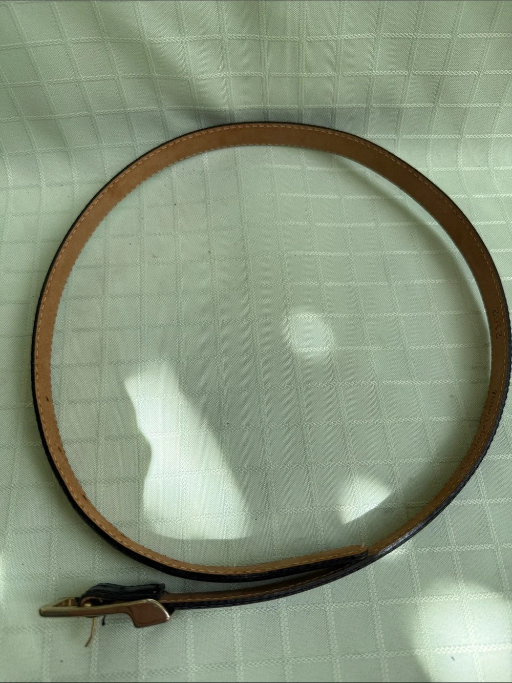 Vintage Carriage Court Black Leather Slim Belt with Gold Buckle